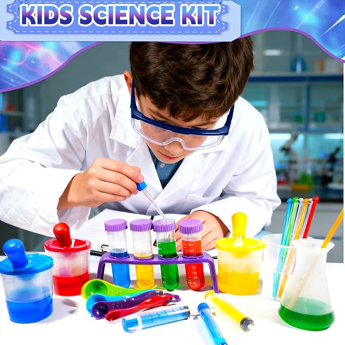 Bbiamsleep 37PCS Science Kits for Kids, Beakers and Test Tubes Experiments | Color Science Experiment Educational Toys Christmas Gift, Plastic Beakers Test Tubes Pipettes Droppers for Kids Ages 3+