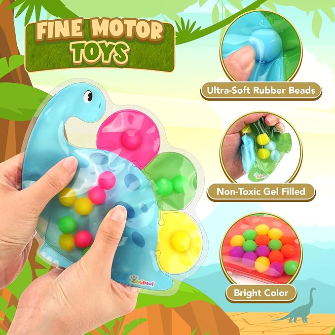 Dinosaur Color Sorting Sensory Toy, Roadtrip Travel Essenstial for Toddler | Fine Motor Games Boys Toys, Dementia Autistic Gift Quiet Fidget for Classroom Preschool Learning Activities for Kid Toddler
