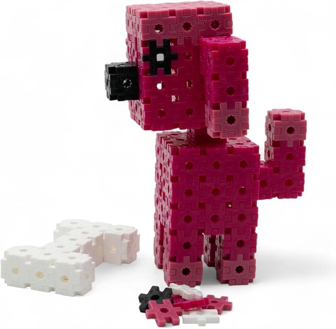 KADÜ 250 Piece Pink Puppy - Kids Age 5+ Building Block STEM Toy | Creative Mini Sensory Construction Puzzle tiles - Open Ended Play Gift Boys + Girls - Classroom Homeschool Manipulatives