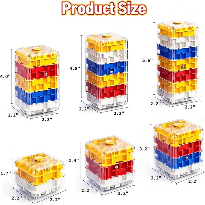 2-in-1 Fidget Spinner Maze Cube 3D Puzzle Brain Teaser 2 Level | Handheld Fidget Spinner Toy 3D Puzzle Cube Brain Teaser Game Stress Relief Anxiety Sensory Toy Travel Car Game Kids Adults