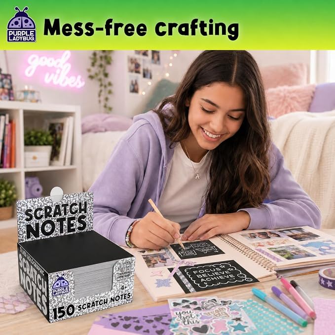 Scratch Notes - Silver Holographic Scratch Art Paper for Kids