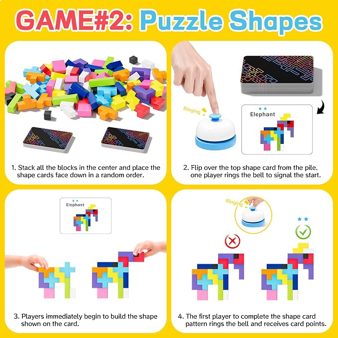 Wooden Block Stacking Games 120Pcs, 1-6 Players, Ages 4+ | 4 More Ways to Play Fast-Paced Building Block Game for Party Game Night, Classroom Challenging Board Games for kids (Blue)