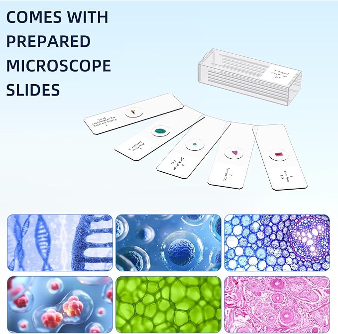 40-2000X Compound Microscope for Kids Adults Beginners | Lightweight Metal-Made / LED Light / Prepared Slide Kit and Storage Case Included / for Science Explore Education Gift