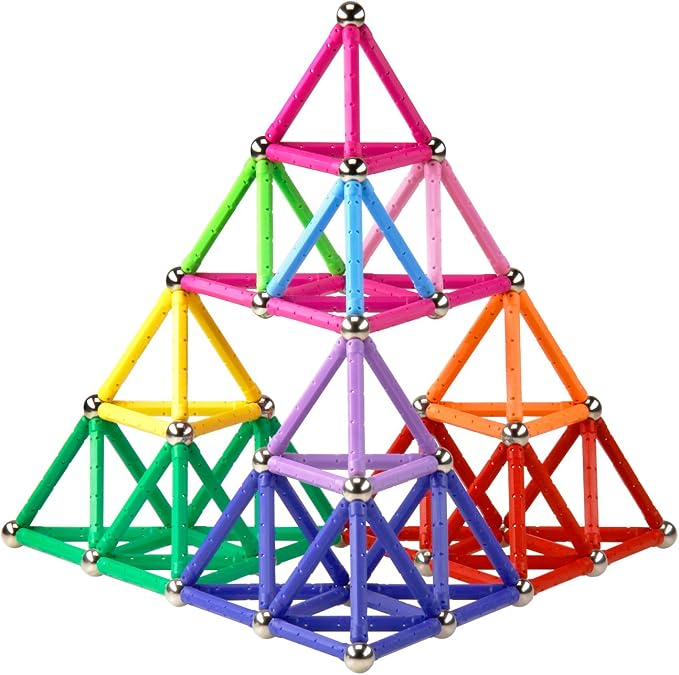 ELONGDI Magnetic Building Blocks, [ 132 Pieces ] Lengthen Building Sticks Set, Magnet Stem Toys Set Non-Toxic Building 3D Puzzle Boys Toys for Kids and Adult