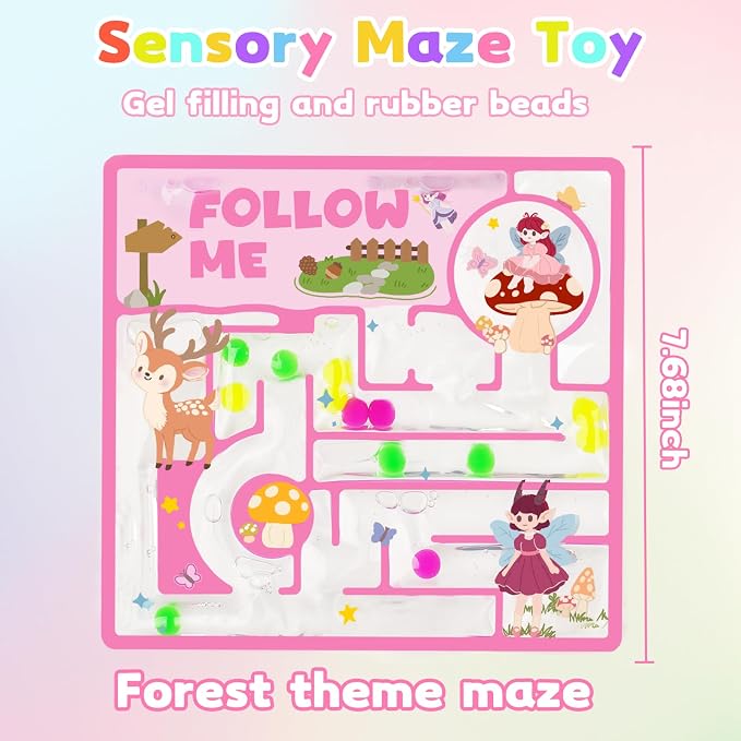 Sensory Squishy Maze Fidget Toys for Kids Christmas Stocking Stuffers | Gel Filled Autism Toys for Special Need, Quiet Fidgets Calming Toys for Preschool, Gifts Prizes for Classroom