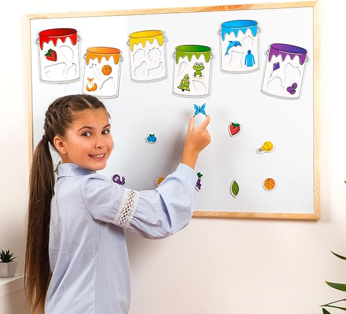 Simply magic 11 Jars Magnetic Color Sorting Set, Learning Colors Magnets | Color Sorting Toys for Toddlers, Magnetic Shapes, Recognition Magnets, Colors Matching Games, Preschool Circle Time