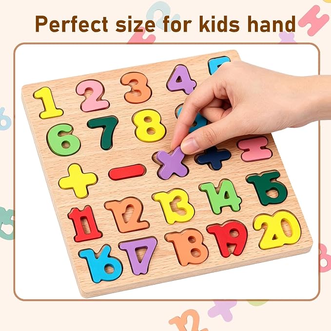 Wooden Puzzles for Toddlers 3-5, Boys & Girls, Montessori Toddler | 3 in 1 Wooden Puzzle, Alphanumeric Graphics Cognitive, for toddlers 3-5 make, natural wood, gift for a birthday