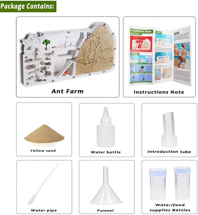 Ant Farm Castle - Large Viewing Area - Care for Live Ants - Ant Colony Observation Kits with Sand Habitat - Educational Science Gifts for Boys, Girls - Ant Farms for Kids, Adults, Student (Yellow)