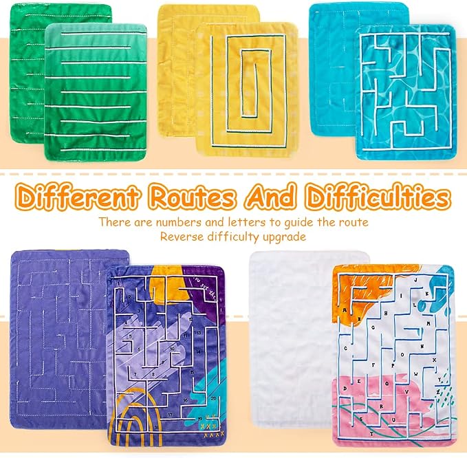 5 Pcs Marble Maze Mat Sensory Fidget Stress Relief Toys, Sensory Mat Toys | Anxiety Calming, Tactile Sensory Toys for Kids Adults Teens Autism with Special Needs School Classroom Home Supplies,2 Sizes