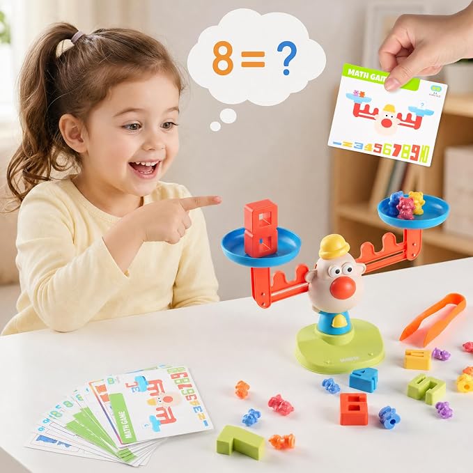 Bmag Balance Counting Toys with Bears Counting Scale for Kids – 3 in 1 Stacking & Balancing Math Game, Montessori STEM Learning Educational Toy for Ages 3-5, Gift (30 Bears, 10 Numberblocks)