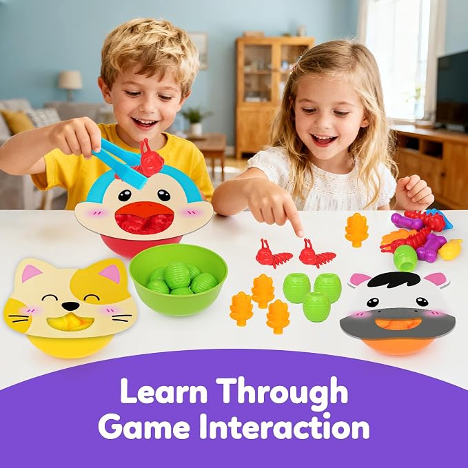 Counting Animals Color Sorting Toys for Kids,Montessori Preschool Learning Animals Matching Feeding Sorting Games Christmas Stocking Stuffers Gifts for Boys Girls Ages 3+