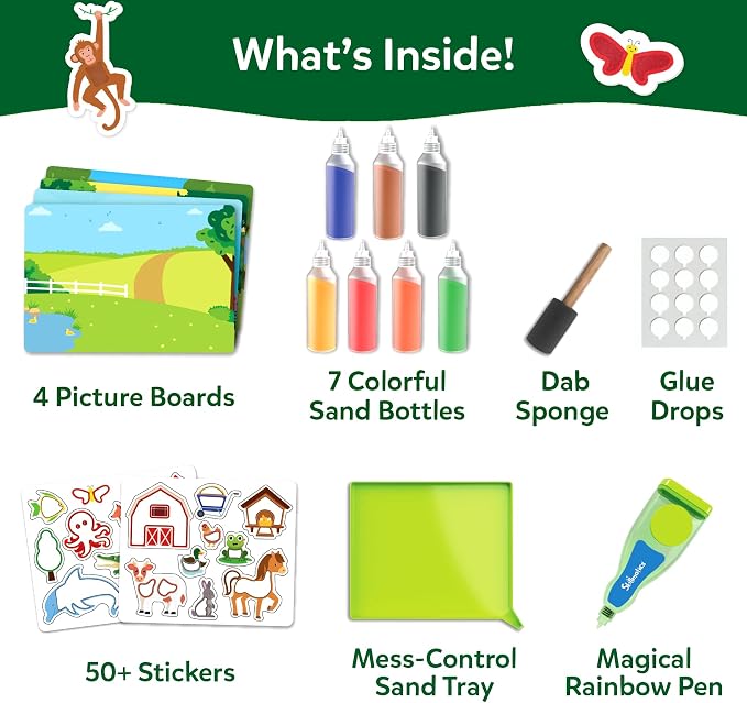Skillmatics Sand Art – Animals, Preschool Crafts, Montessori Activity Kit | Sensory Play, 50+ Colorful Stickers, Hands-On DIY Activity for Kids, Gifts for Girls & Boys, Ages 4, 5, 6, 7, 8, 9, 10