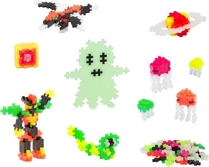 PLUS PLUS Learn to Build, Glow in the Dark Mix - 400 Piece Building Set | Stem Toys for Kids, Sensory Bin Fillers, Math Manipulatives, Classroom Must Haves, Gifts for Boys & Girls, Stem Bins