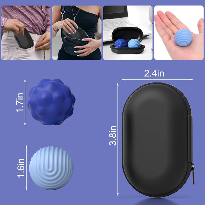 BUSOHA Silicone Magnetic Fidget Balls - 2 Pack Large Fidget Toys | Unique Textures Sensory Support,Quiet and Silent Stress Relief,Lightweight,Office,Travel,Autism,Anxiety,ADHD