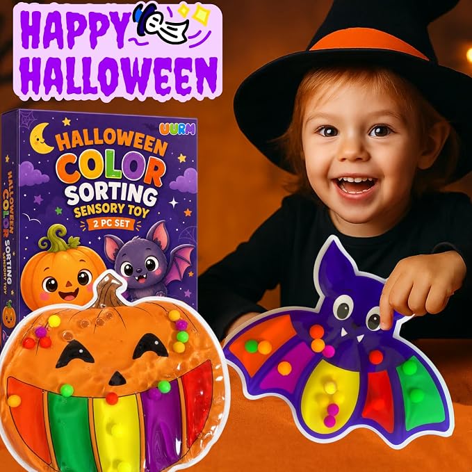 UURM 2 Pack Halloween Color Sorting Sensory Toy Travel Toys for Toddler 2+