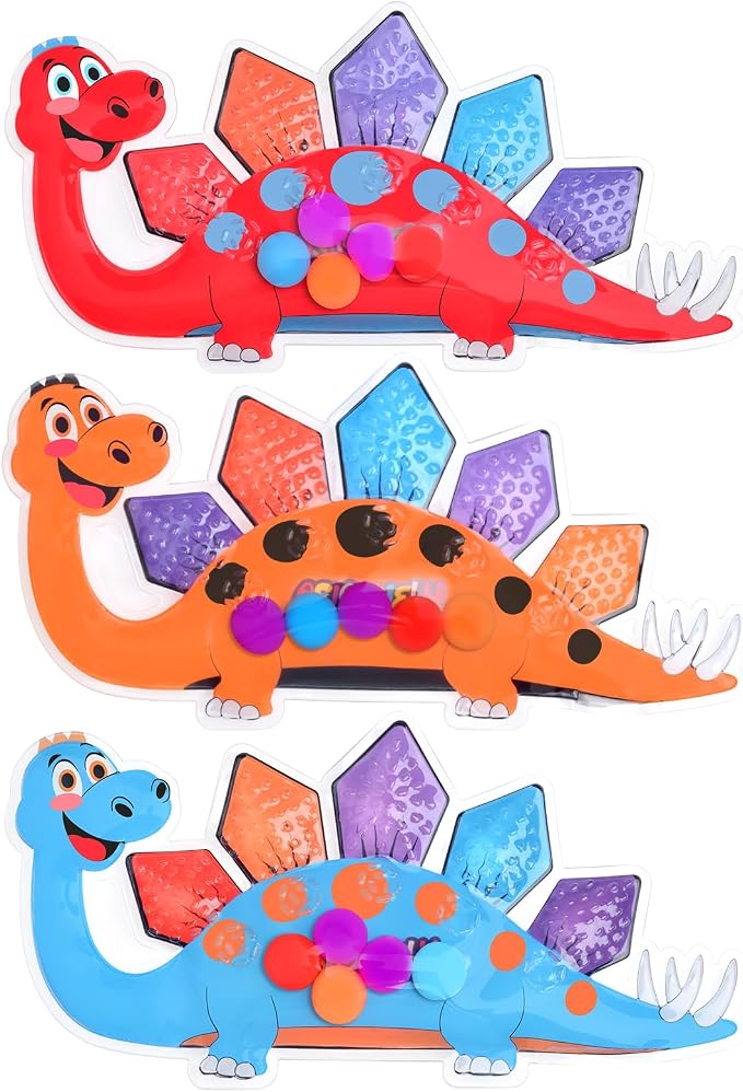 3Pcs Dinosaur Color Sorting Sensory Toys for Kids with Autism Toddler Toys for Airplane Travel Road Trip Montessori Toys Fine Motor Skills A Easter Basket Stuffers Gifts for Kids Boys Girls