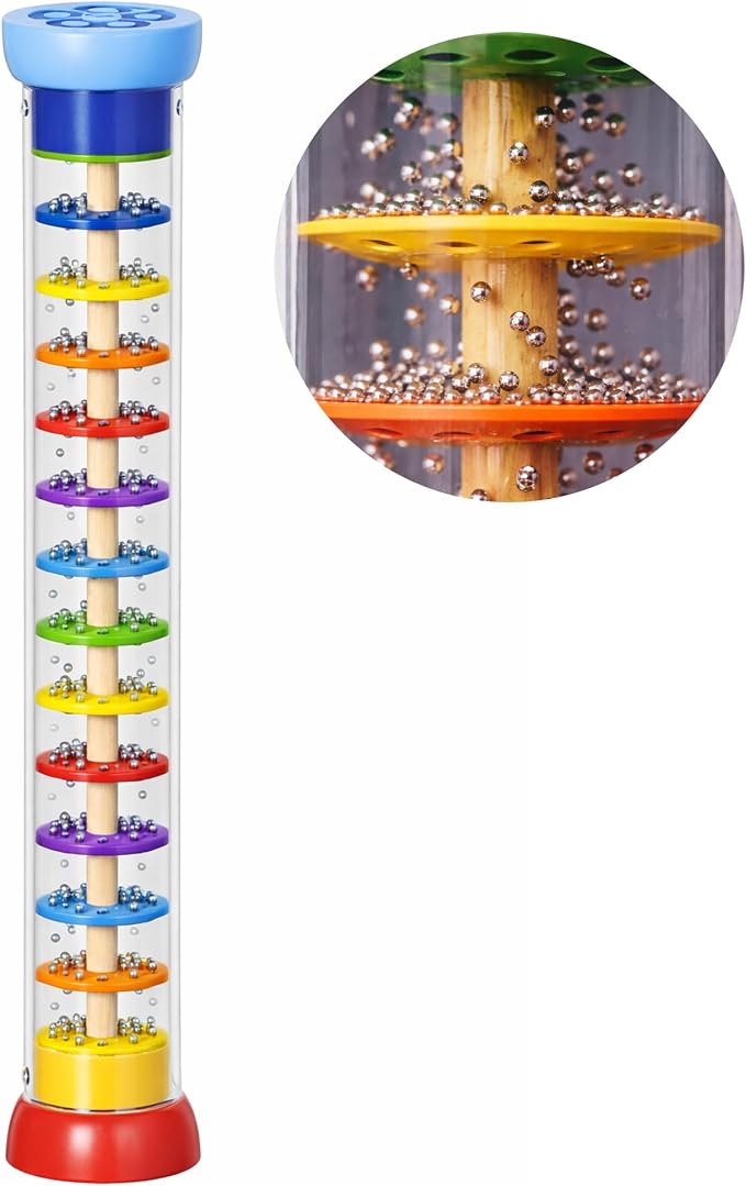 Goki Wooden Rain Stick Musical Instrument I Montessori Rainmaker Toy for Toddlers 1-3 - Sensory Baby Rattle & Auditory Development Toy for Boys & Girls - Wooden Rainstick