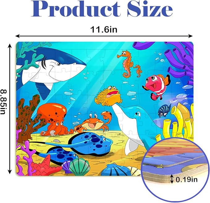 Puzzles for Kids Ages 4-6, 6 Pack 60 PCs Wooden Jigsaw Puzzles | Puzzles for Kids Ages 3-5, Preschool Educational Learning Toys, Birthday Gifts Set for Boys and Girls, Screen-Free Play