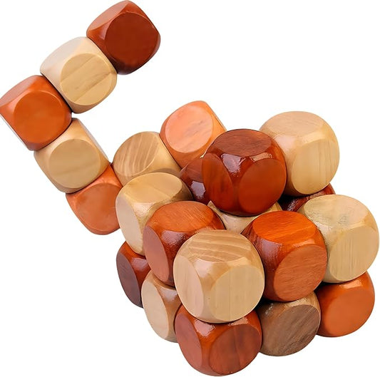 MAGIKON Brain Teaser Cube Puzzle Toy, Snake Cube Wooden 3D Puzzle | Wood, two-tone colors, snake cube design, smooth gliding, logic puzzle, for kids adults, spatial awareness toy
