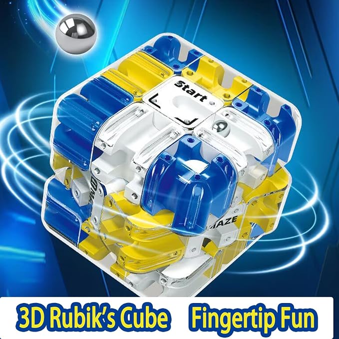 3D Labyrinth Puzzle Maze Cube, Educational Learning Game for Logical Thinking, Family Board Games, Durable Puzzle Cube Gift for Birthday and Holidays