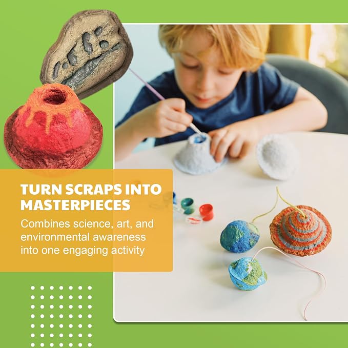 4M Green Science Paper Making Kit for Kids Ages 5-12 – Recycled Paper Craft STEM Set with Moulds, Glow-in-the-Dark Paint, Dinosaur & Planet Molds, Red Dot Award Winner, Eco-Friendly DIY Gift