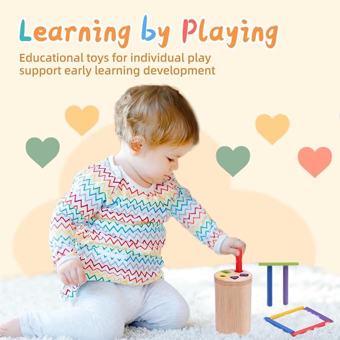 Montessori Wooden Stick Color Sorting Toys for 1+ Year Old | Preschool Learning Activities Educational Fine Motor Color Sorting Matching Game,1 2 3 Year Old Birthday Gifts for Boys Girls