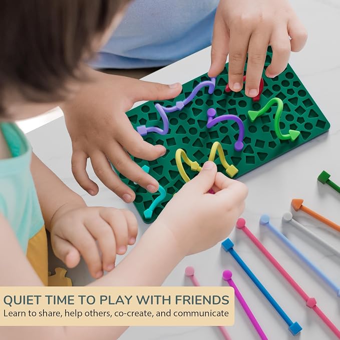 Sensory Activity Board for Kids Boys Girls, Fidget Toys for Stress Anxiety Autistic ADHD, Fidgets for Classroom Travel Airplane Toys for 3+ Year Old, Portable Travel Storage Box & 14 Strings