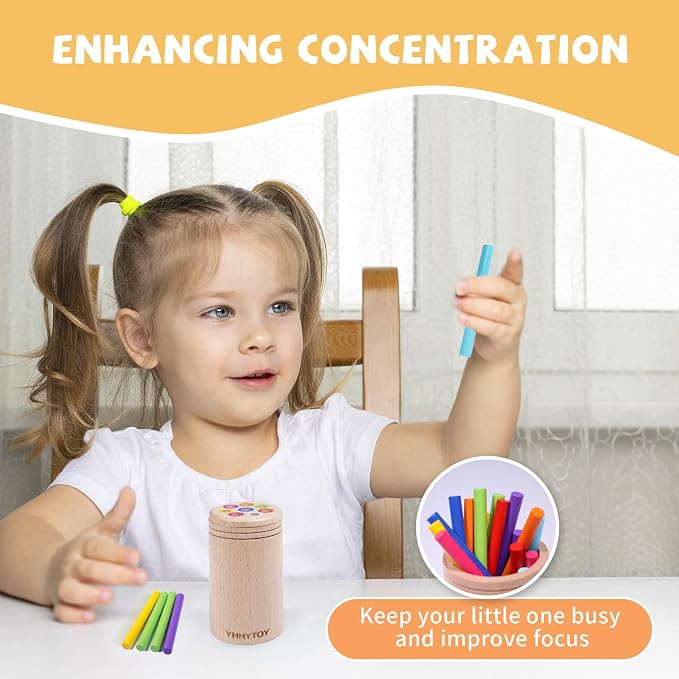 YHHYTOY Montessori Toys for 1 Year Old, Toddler Learning Color Sorting Toys | 18 Month Old Fine Motor Skills Toys for 1-2 Year Old, Wooden Preschool Learning Sensory Toys for Toddlers 1-3, Gifts for Kids