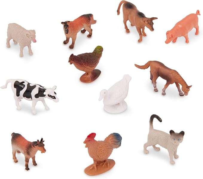 Terra by Battat Farm Animals Toy Tube, 60 Mini Figures, 12 Designs, Tubes | 60 plastic farm animal toys in a storage tube with 12 realistic designs; cow, pig, goat, sheep and more, Animals; 3+ Years
