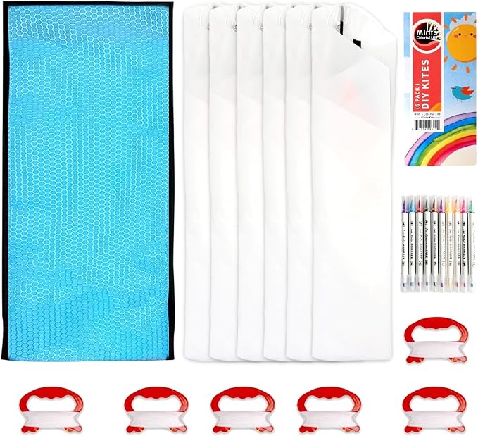 DIY Kites for Kids Kite Making Kit, Decorating Coloring Kite Party Pack | 35"*35" White Diamond Kites Kits Bulk for Boys and Girls