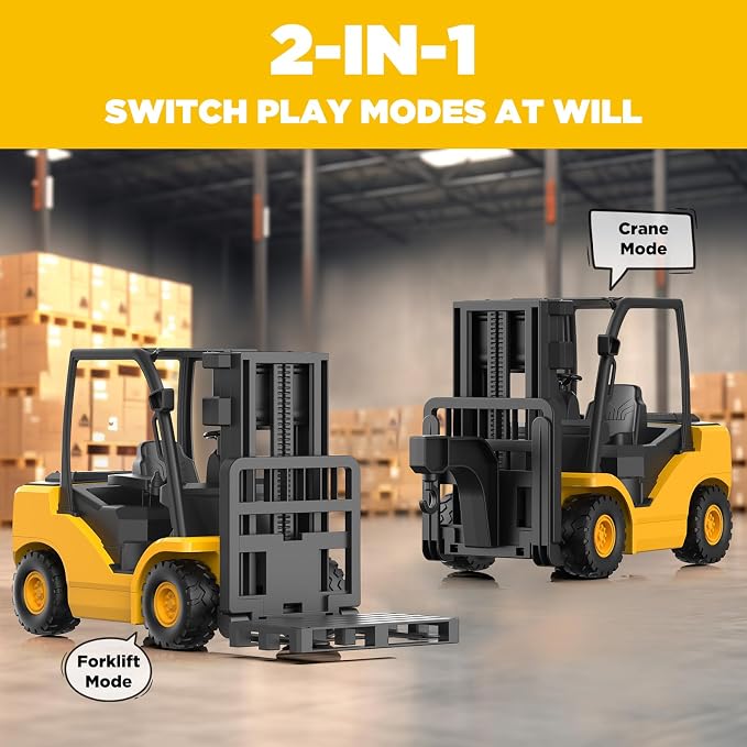 9-Channel RC Forklift, 1:18 Remote Control Forklift Toy for Kids & Adults | Kids RC Forklift with Lights & Sounds, Rubber Tires, Lift & Transport Action, 100-Min Runtime, for Kids 6+ Birthday Gifts
