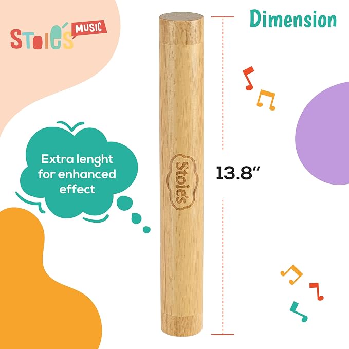 Stoie's 13.8" Wooden Rainstick - Support Auditory Memory, Coordination and Fine Motor Skills - Soft, Calming Sound for Relaxation - Lightweight and Portable - Durable, Kid-Safe Materials