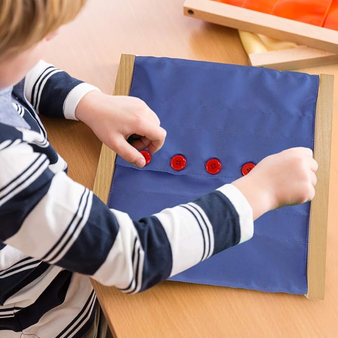 Buttoning Frame with Large Buttons | Practical Life Material for Toddlers & Preschoolers | Learn to Button Clothes, Develop Fine Motor Skills & Independence (Ages 3-6)
