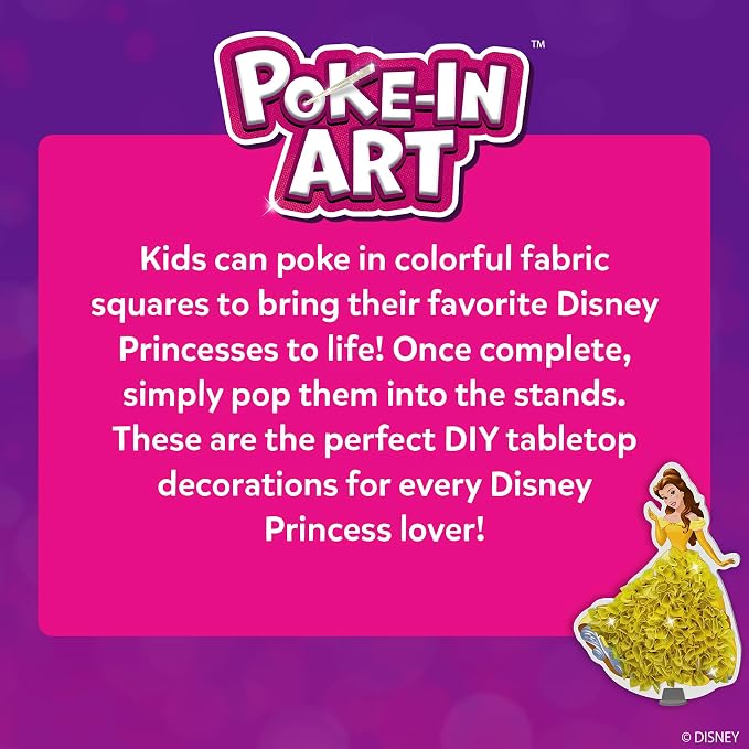 Skillmatics Poke-in Art – Disney Princesses, Wood Craft Kit, Gift for Kids | DIY Mess-Free Fun, Cinderella, Ariel Fine Motor Skills, Screen-Free, Travel Activity, Girls & Boys Ages 4, 5, 6, 7, 8, 9