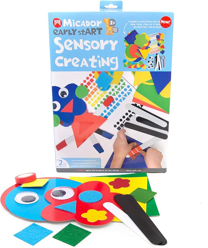 Micador early stART Sensory Creating Pack - Textured Surfaces + Stickers + Craft Sticks - Sensory, Imagination, Play + Fine Motor Skill Development - Ages 2+