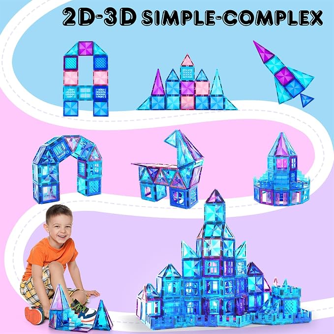 AFUNX Diamond Magnetic Tiles,116PCS Sturdy-Build STEM Toys for Kids | Endless Building Possibilities,Safe ABS and Smooth Edges,Educational Toys for Pretend Play,Gifts for Boys and Girls
