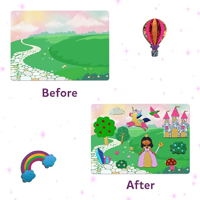 Skillmatics Foil Fun Unicorns & Princesses, Foil Art & Craft, Gift for Kids | Travel Toys, 100+ Stickers, Fine Motor Skills, DIY Mess-Free Art, Screen-Free, Gifts for Kids Ages 4, 5, 6, 7, 8, 9