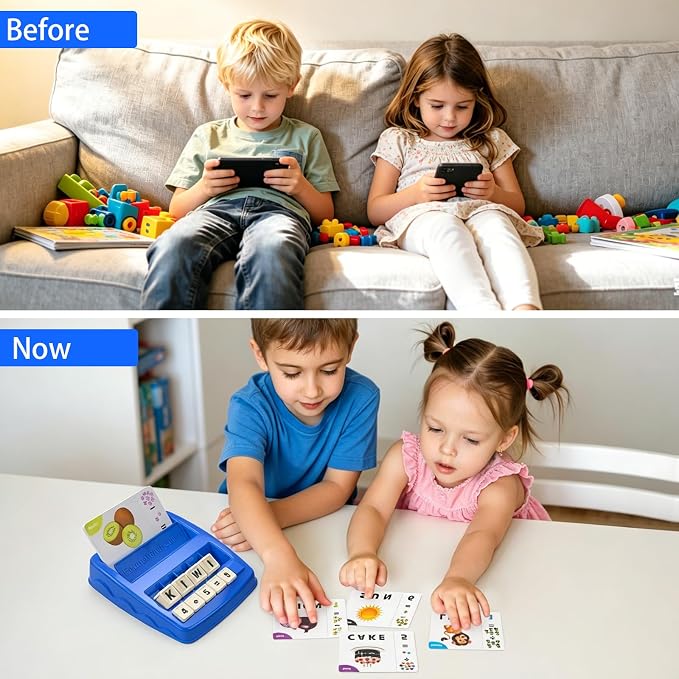 Educational Toys Learning Games for Kids 3-8, Matching Letter Spelling Early Math Game for Preschool& Kindergarten Kids Boys and Girls ，Christmas Birthday Gift for 4 5 6 7 Boys Girls（Navy Blue）