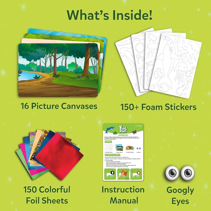 Skillmatics Foil Fun Animals Mega Pack, Foil Art Kit, Gift for Boys & Girls | Travel Toys, 150+ Stickers, DIY Activity Kit, Fine Motor Skills, Mess-Free, Screen-Free, Gifts for Kids Ages 4, 5, 6, 7, 8, 9