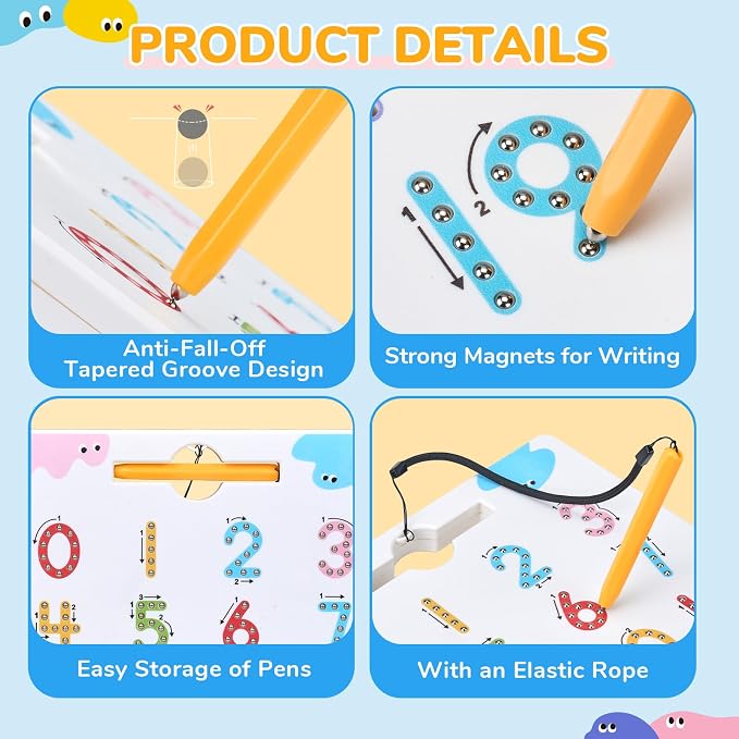 JoyCat Magnetic Number Tracing Board, Double-Sided Numbers 1-20 for Kids | 2-in-1 number writing toy for toddlers and kids; preschool math manipulative and kindergarten educational gift for ages 3-5.