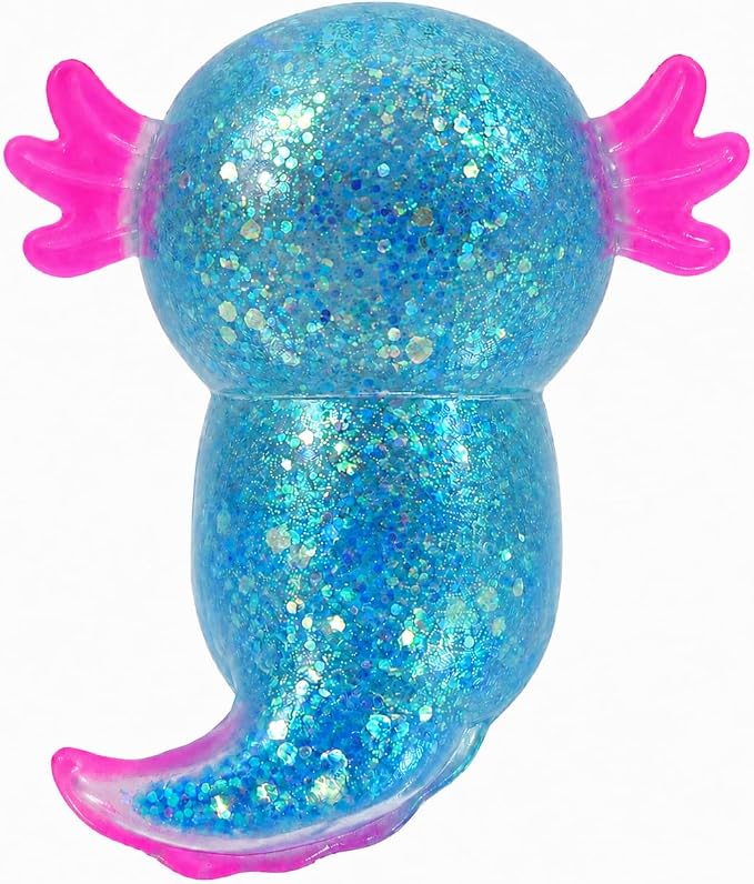 Axolotl Squishy Stress Ball, Soft TPR Slow Rising Squeeze Toy, Cute Axolotl Fidget Toy for Stress Relief, Anxiety Calming Sensory Toy for Kids Adults(Blue Long Tail Axolotl)