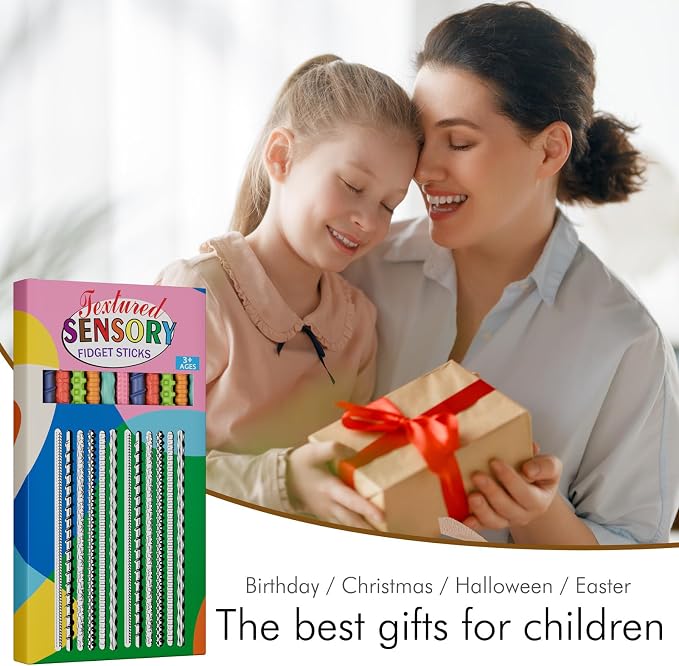 Sensory Fidget Toys for Kids Adults,12PCS Flexible Fidget Sticks for Stress Anxiety Autistic ADHD, Calm Down Travel Airplane Classroom Students Prizes Toys, Stocking Stuffers for Teens Boys Girls