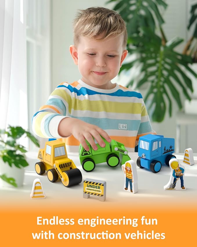 Coogam Snap Together Vehicle Toys for Toddlers, Assembly Building Game | Wooden Montessori Take Apart Construction Engineering Car, STEM Fine Motor Educational Toy Gift for Kids Ages 3-8