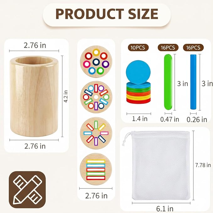 Wooden Montessori Toys for 1, 2,3 Year Old: 4 in 1 Fine Motor Skills, Learning Color Matching Sorting Sensory - Easter Basket Stuffer for Toddler Boy Girls - 18 Month