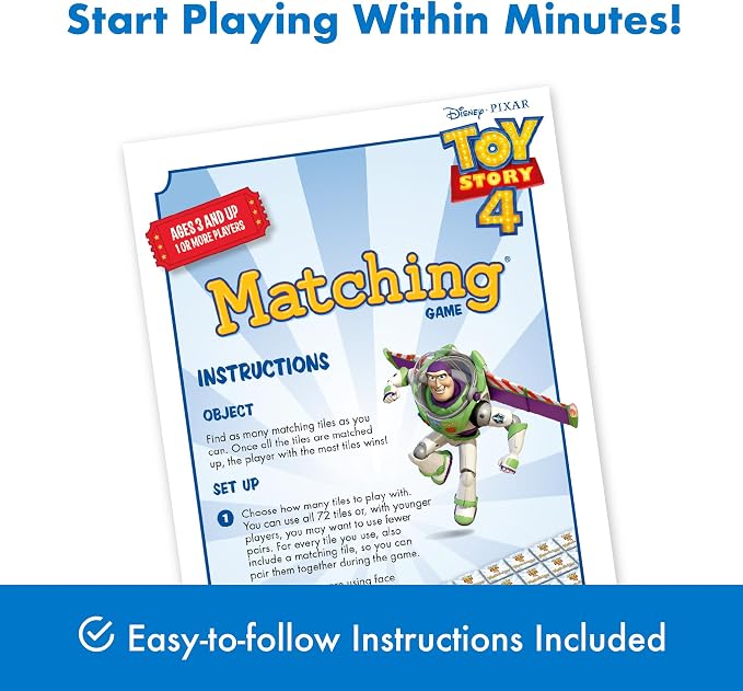 Wonder Forge Toy Story 4 Matching Game | Build Focus and Memory with Woody, Buzz, and Beloved Pixar Characters | Fun and Engaging Activity for Kids Ages 3+