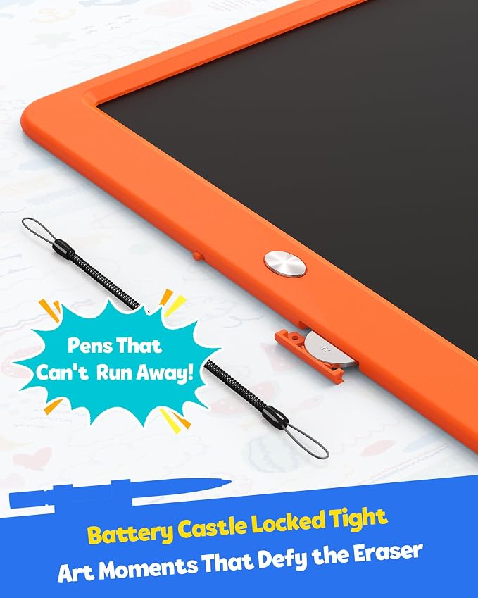 12 Inch LCD Writing Tablet for Kids, Coloring Drawing Pad, Mess Free Doodle Board, Airplane Travel Toys for Boys and Toddlers, Road Trip Essentials, Gifts for 3-8 Year Old Girls (Orange)