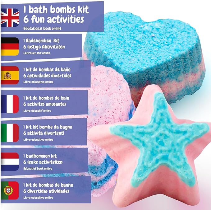 Science4you - Bath Bomb Making Kit for Kids +8 Years Old - Make Your Own Bath Bombs with 6 Science Experiments for Childrens - Educational Science Kits for Kids Age 8, Gift Set for Girls