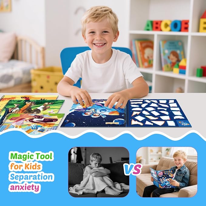 4PCS Paint by Sticker Book for Kids Ages 4-8 - Sticker by Number Activity Books with Stories for Toddlers 2-4 | Travel Airplane Car Toys, Screen-Free Puzzle Gift for Girls Ages 3-5 4-6 6-8