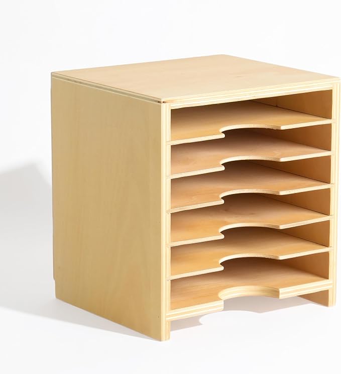 Premium Montessori Card Cabinet – 6-Layer Wooden Storage Organizer for Geometric Cards, Nomenclature & Learning Materials, Compact Classroom Organization, Homeschool Kids Ages 3-6 (No Assembly)
