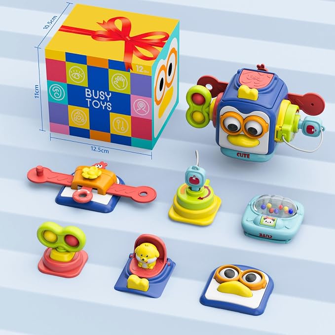 Toys for 1 Year Old Boy, Busy Cube Montessori Toys for 1+ Year Old,Sensory Toys for Toddlers 1-3,Fine Motor Skills Educational Toys,Birthday Gift for Baby Aged 6, 9, 10, 12, 18 Months